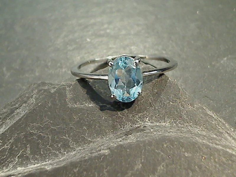 Size 9 Blue Topaz, Sterling Silver Ring