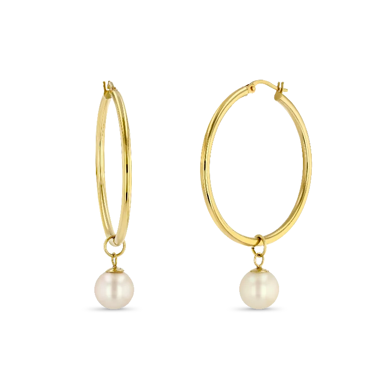 Timeless Hoops With Removable Pearl Drop