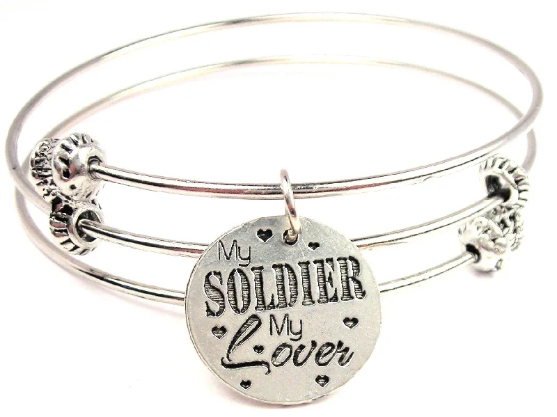 My Soldier My Lover Triple Style Expandable Bangle Bracelet