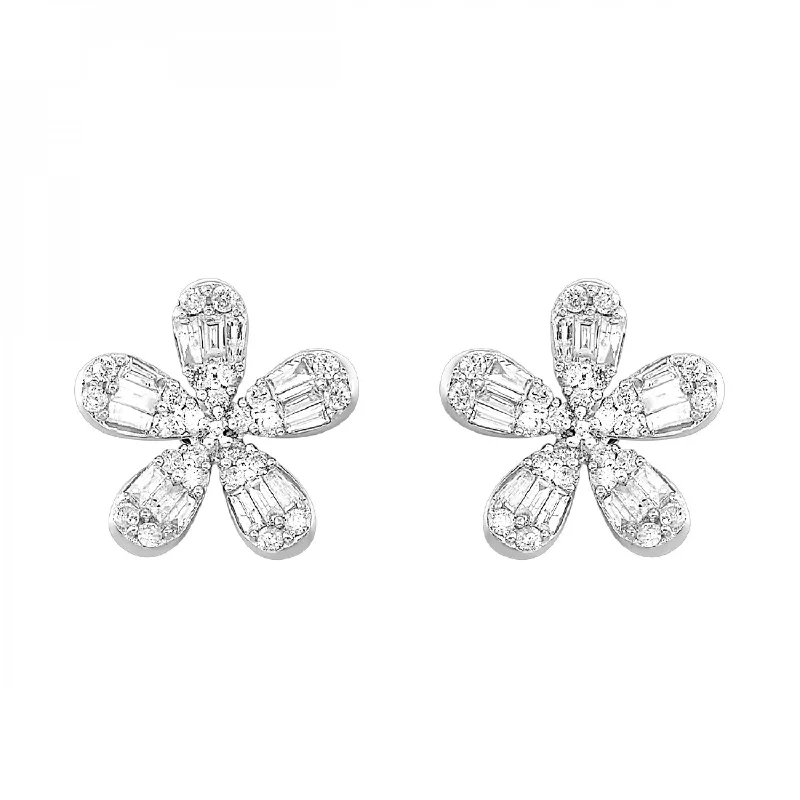 Diamond Flower Stud Earrings