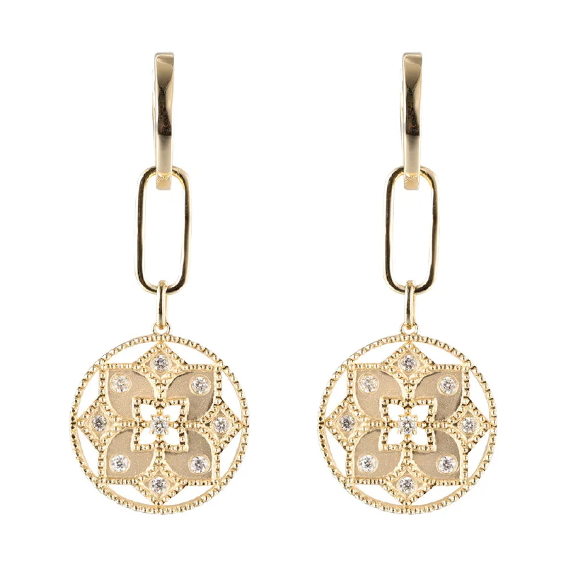 Flower Medallion Dangle Earrings