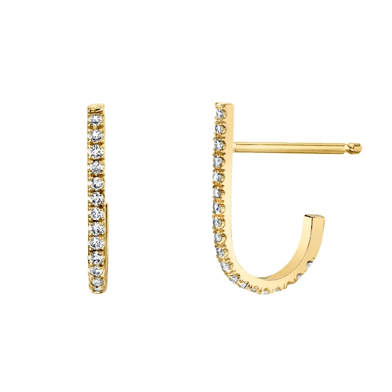 Pave J Stud Earrings