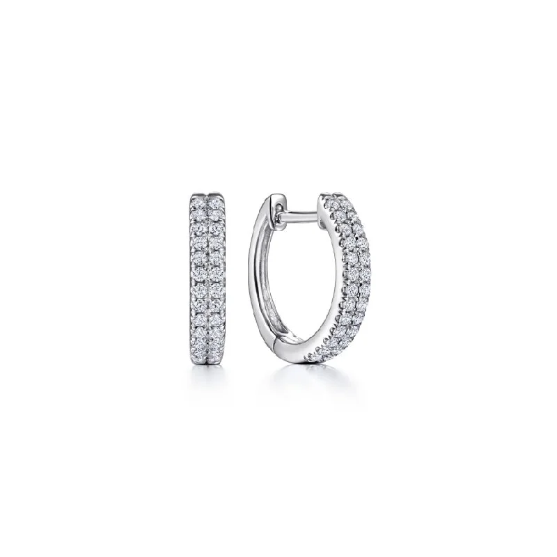 Double Pave Diamond Row Huggie Earrings