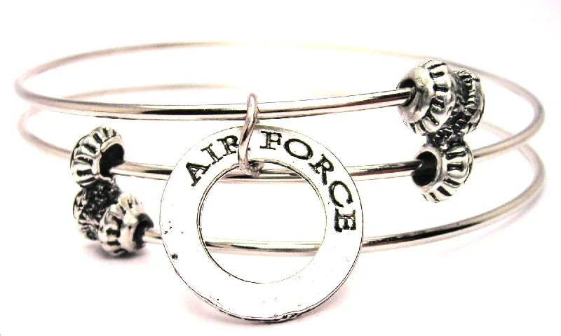 Air Force Affirmation Ring Triple Style Expandable Bangle Bracelet