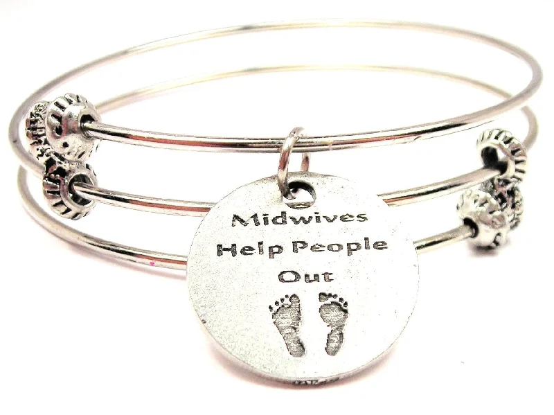 Midwives Help People Out Triple Style Expandable Bangle Bracelet