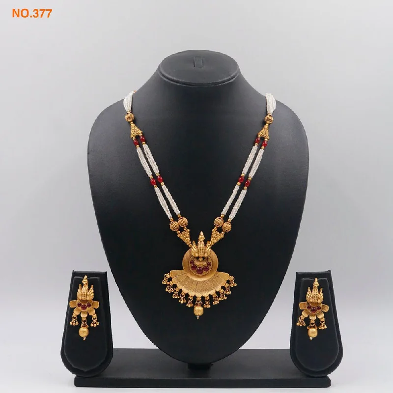 The Jangid Arts Gold Plated Pota Stone Necklace Set