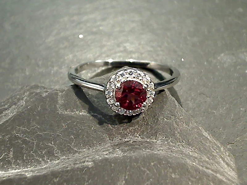 Size 10 Garnet, CZ, Sterling Silver Ring