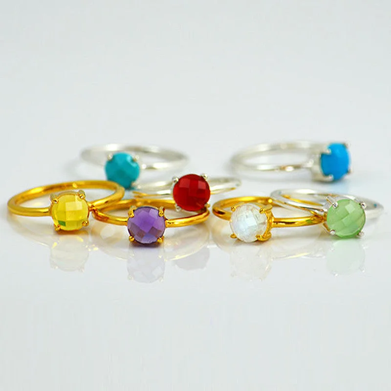 Stackable Birthstone Ring, Prong Set Gemstone Ring