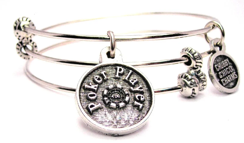 Poker Player Triple Style Expandable Bangle Bracelet