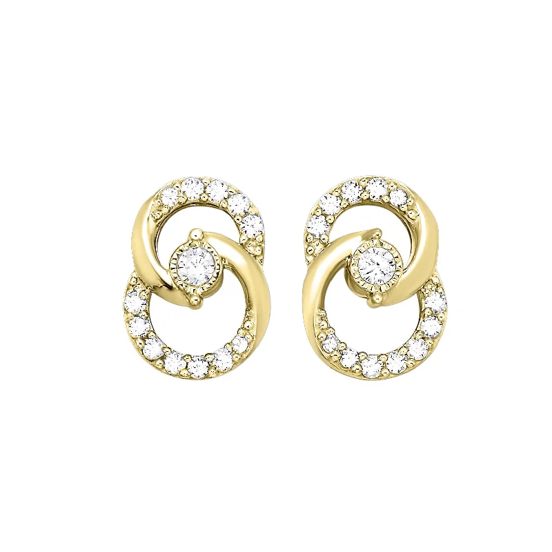 Interlocked Diamond Circle Earrings in Yellow Gold