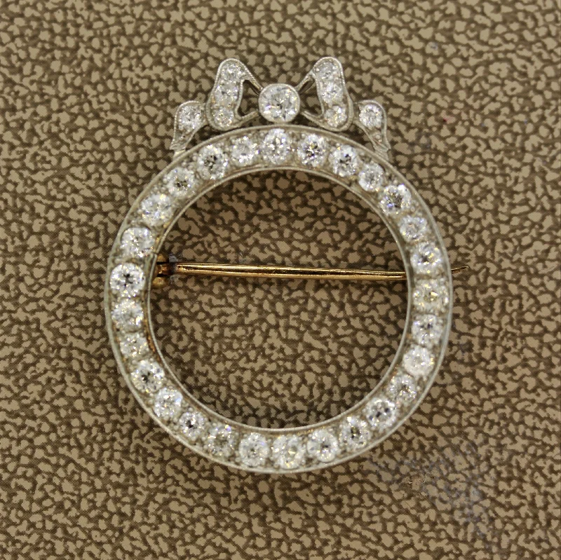 Edwardian Diamond Platinum Circle Pin Brooch