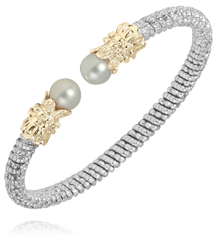 Sterling Silver & 14K Yellow Gold Bracelet with Pearl Accent