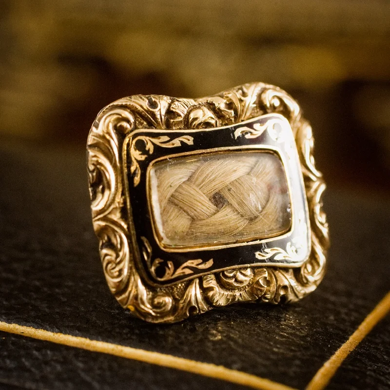 Elaborately Beautiful Date 1828 Enamelled Mourning Brooch