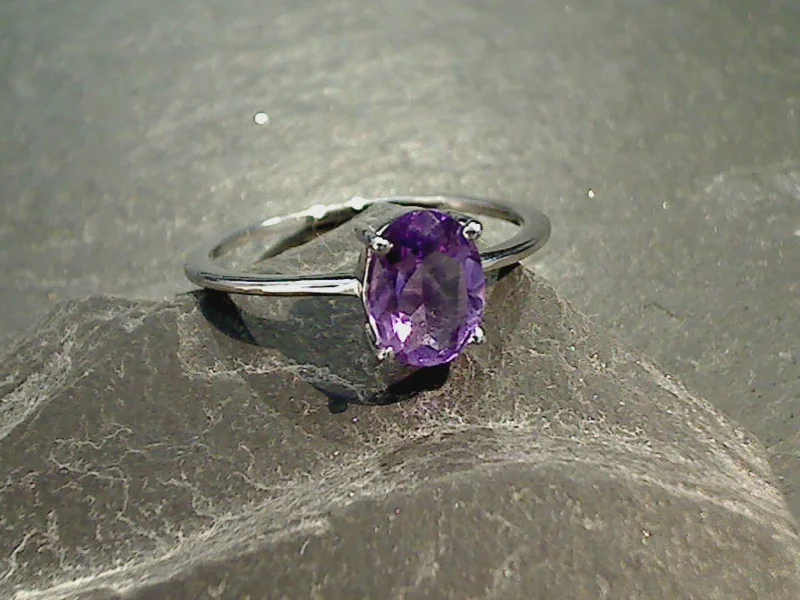 Size 8 Amethyst, Sterling Silver Ring