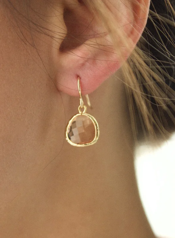 MEDIUM CHAMPAGNE BEZEL EARRINGS