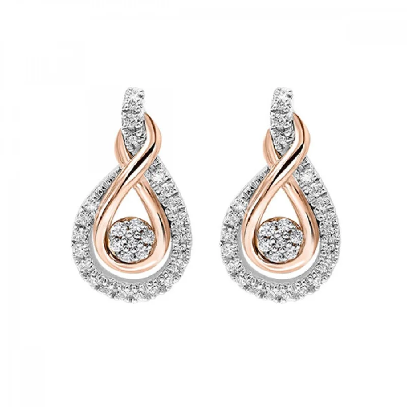 Love's Crossing Love Knot Infinity Swirl Two Tone Diamond Earrings, 0.20 cttw