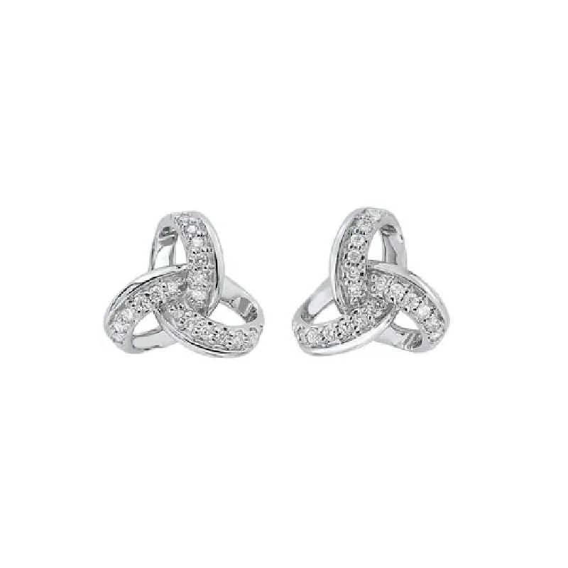 White Gold Diamond Interlocking Knot Stud Earrings