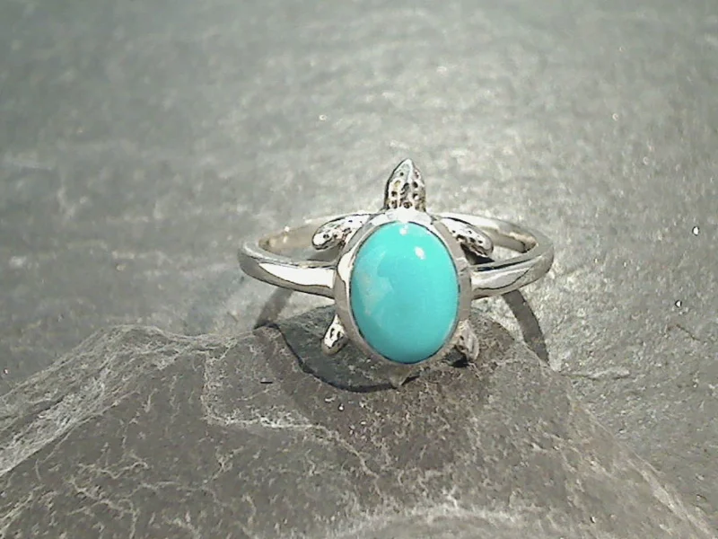 Size 6.25 Turquoise, Sterling Silver Sea Turtle Ring