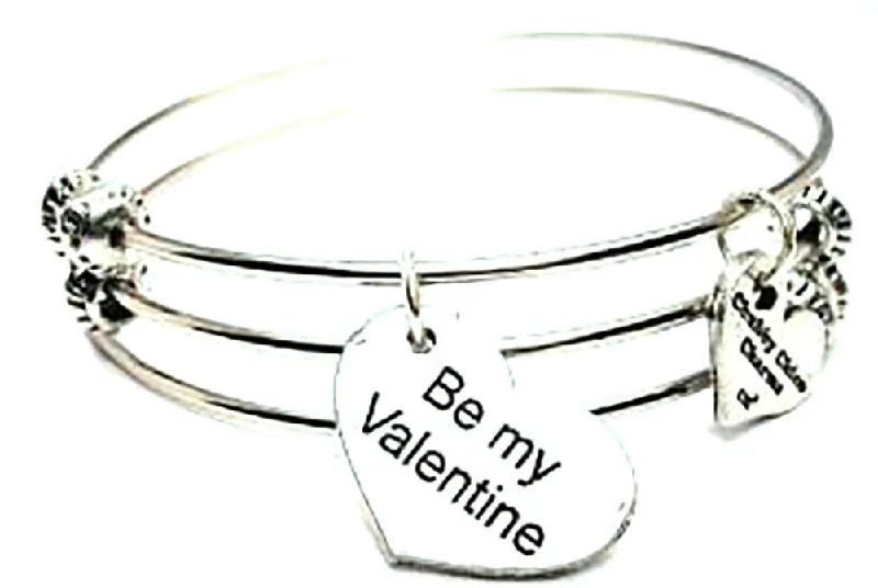 Be My Valentine Triple Style Expandable Bangle Bracelet