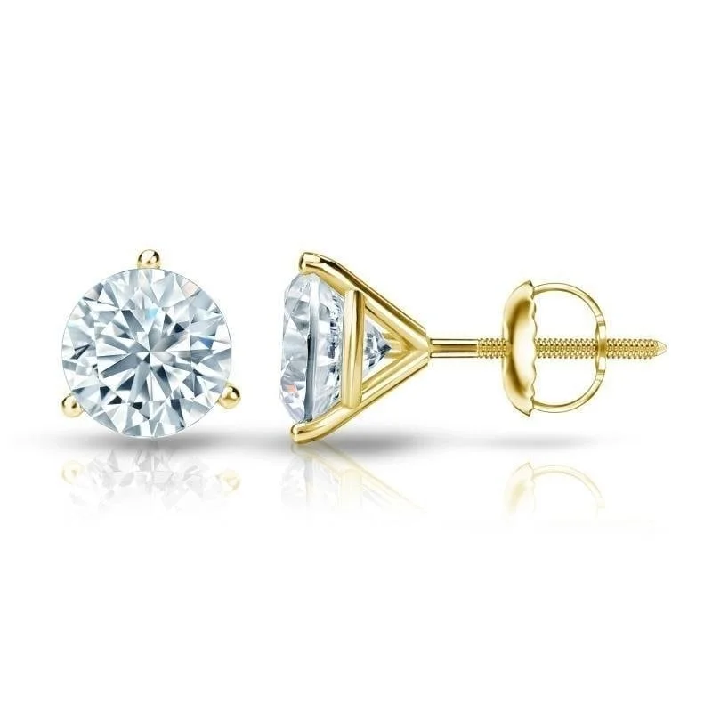 Auriya 1 3/4ctw 3 Prong Martini Set Round Diamond Stud Earrings 18kt Gold GIA Certified