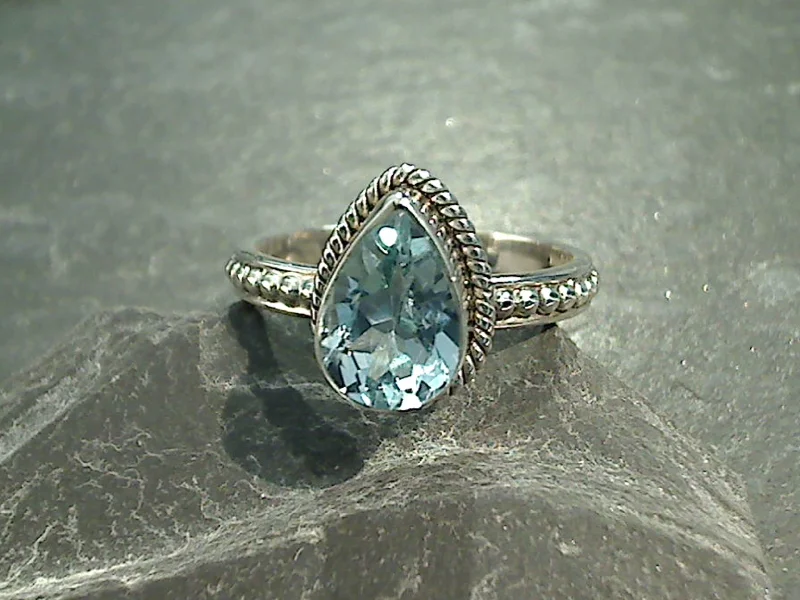 Size 8 Blue Topaz, Sterling Silver Ring