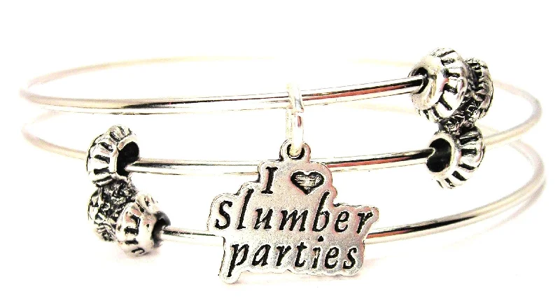 I Love Slumber Parties Triple Style Expandable Bangle Bracelet