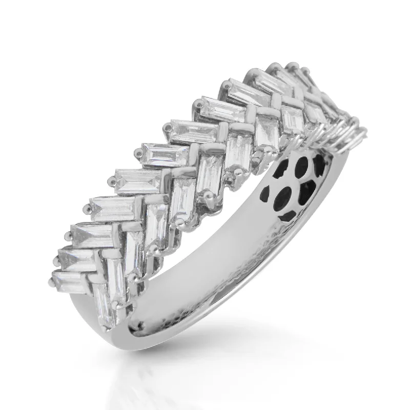 14KT White Gold Baguette Diamond Celine Ring