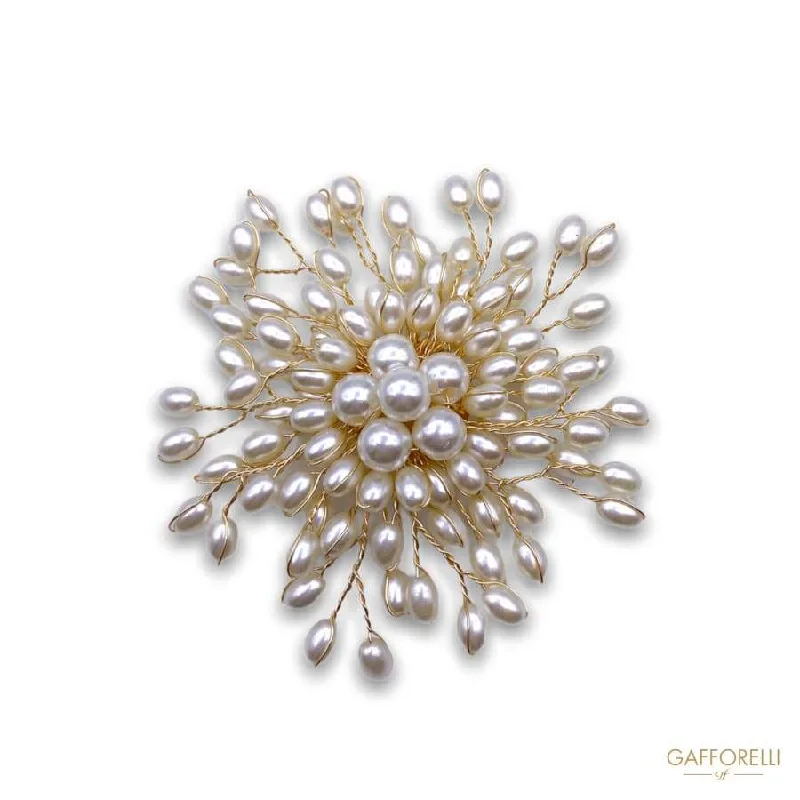 Oval Pearl Explosion Brooch D269 - Gafforelli Srl