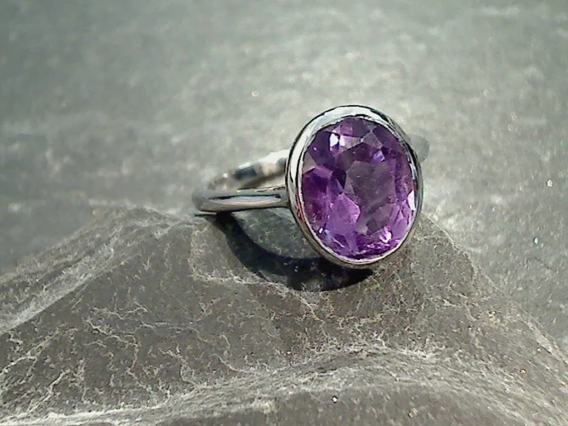 Size 6 Amethyst, Sterling Silver Ring