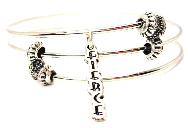 Fierce Letters Going Downs Triple Style Expandable Bangle Bracelet