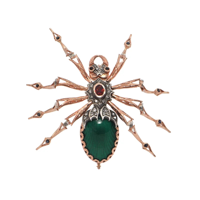 Reproduction Russian Gold Guilloche Enamel Spider Brooch circa 1980-1990