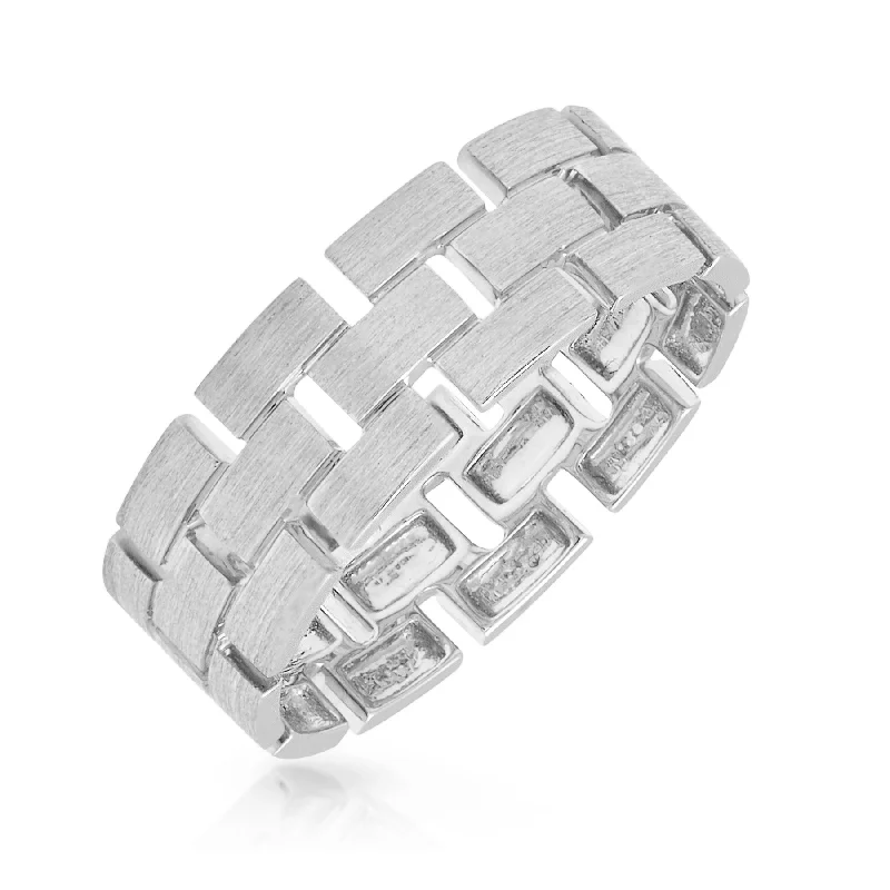 14KT Matte White Gold Elias Band Ring