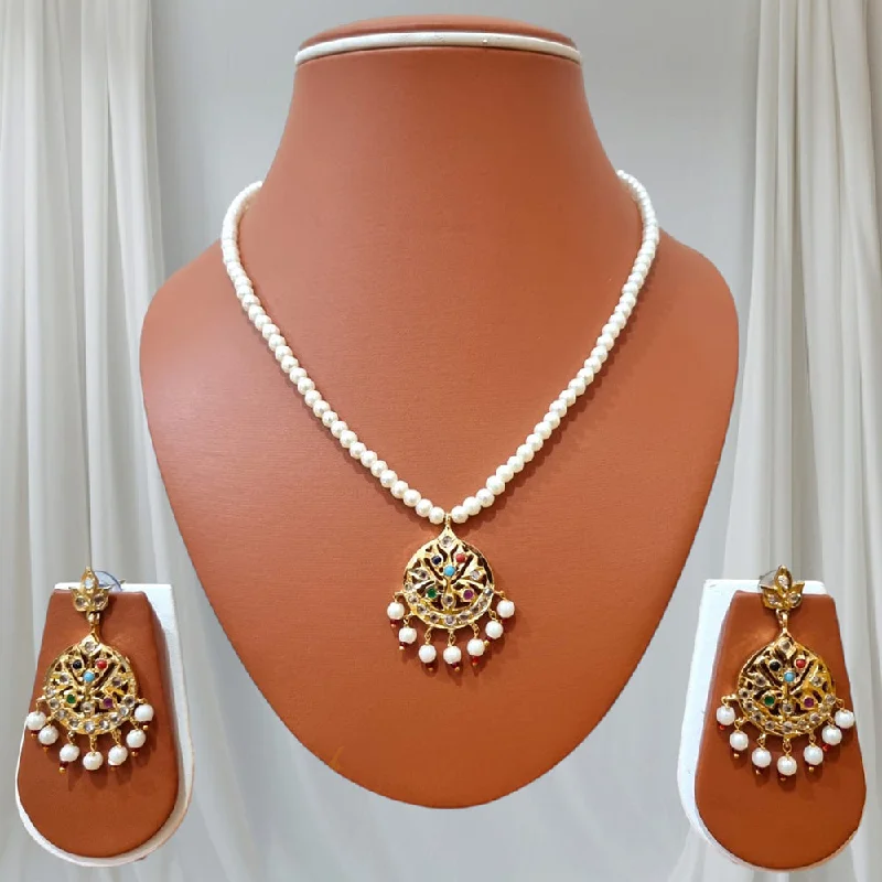 Shagna Gold Plated Pearls Necklace Set