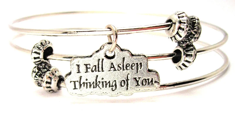 I Fall Asleep Thinking Of You Triple Style Expandable Bangle Bracelet