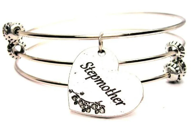 Stepmother Heart Triple Style Expandable Bangle Bracelet