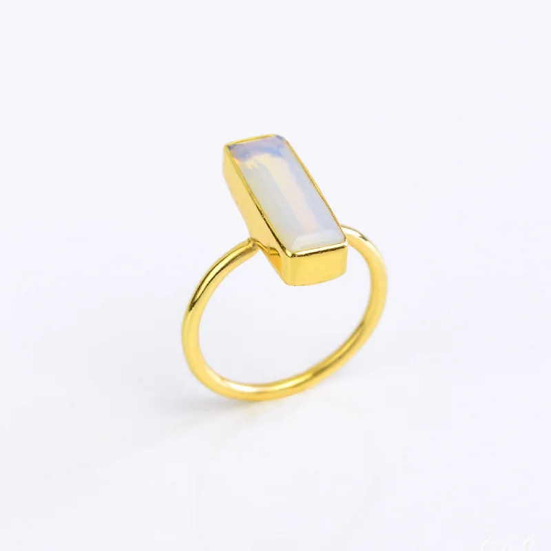 Opalite Bar Ring : October Birthstone