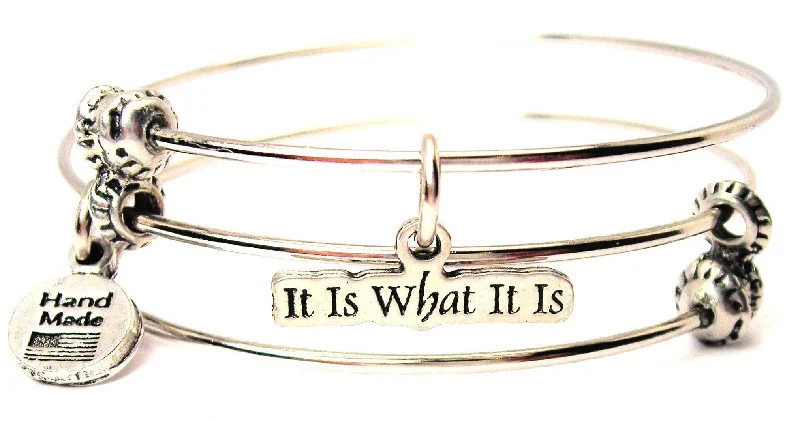 It Is What It Is Triple Style Expandable Bangle Bracelet