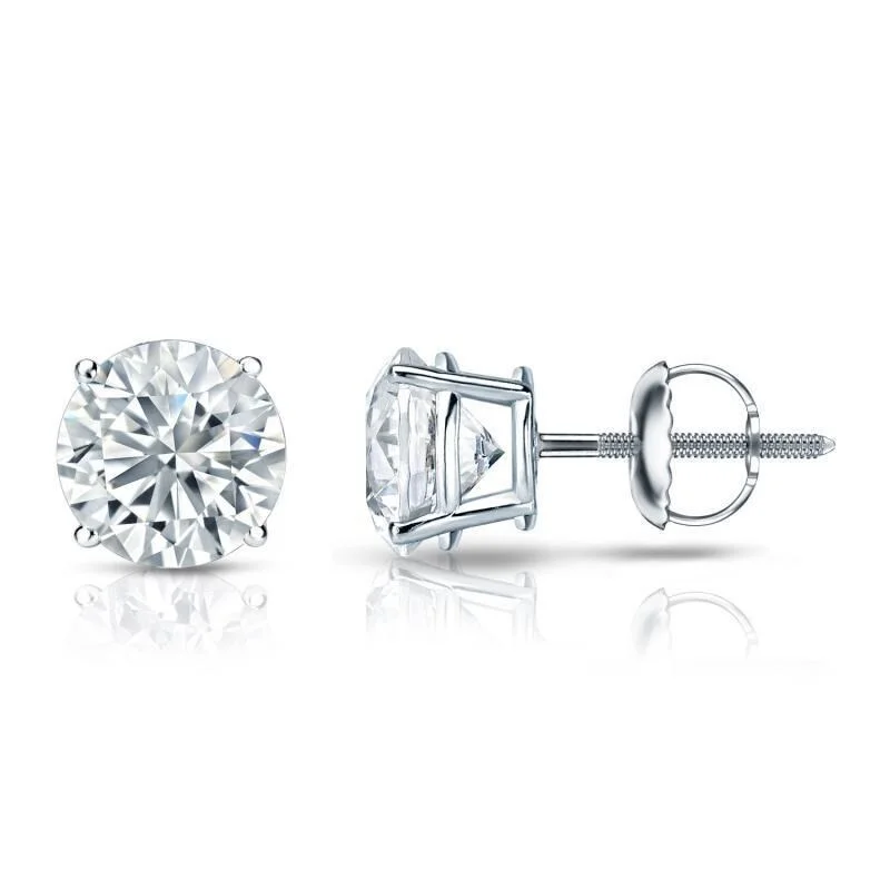 Auriya 18k Gold Certified 4.20 carat TW Round Diamond Stud Earrings