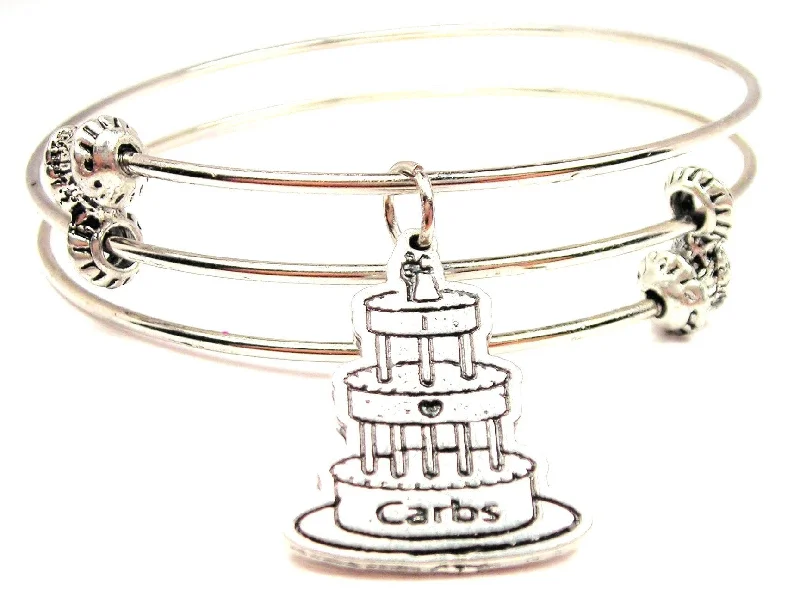 I Love Carbs Cake Triple Style Expandable Bangle Bracelet