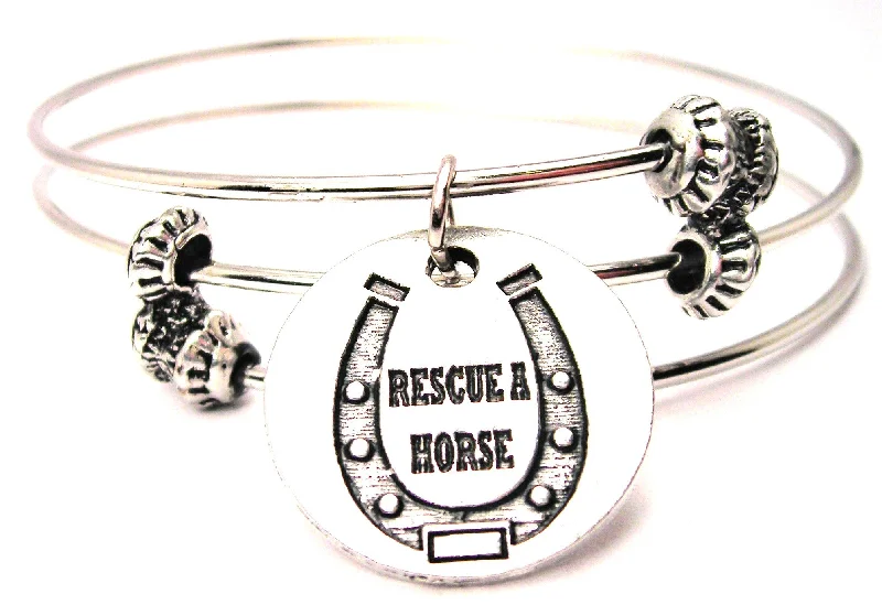 Rescue A Horse Triple Style Expandable Bangle Bracelet