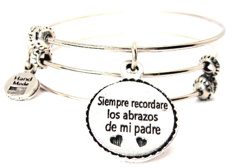 Siempre Recordare Los Abrazos De Mi Padre Ill Always Remember My Fathers Hugs Triple Style Expandable Bangle Bracelet