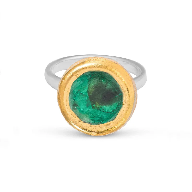 Small Round Emerald Reef Adjustable Ring