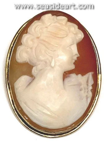 Vintage Lady's Shell Cameo Brooch/Pendant-800 Silver