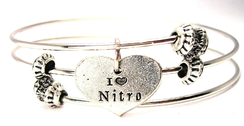 I Love Nitro Heart Triple Style Expandable Bangle Bracelet