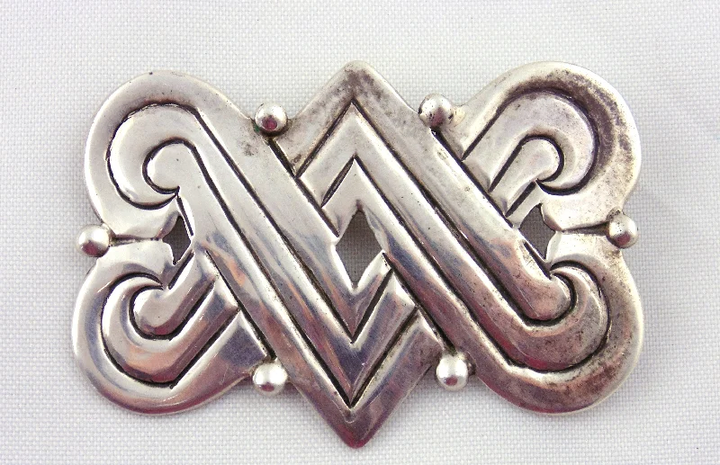 Hector Aquilar Sterling Silver Brooch-Double V Design