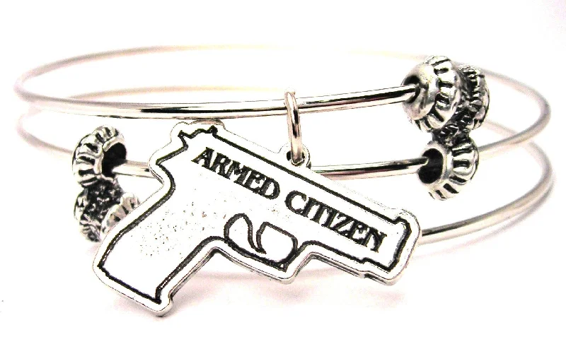 Armed Citizen Gun Triple Style Expandable Bangle Bracelet