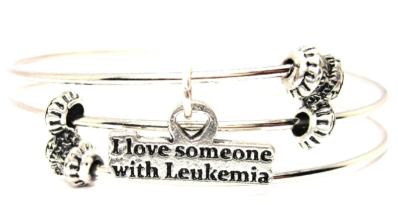 I Love Someone With Leukemia Triple Style Expandable Bangle Bracelet