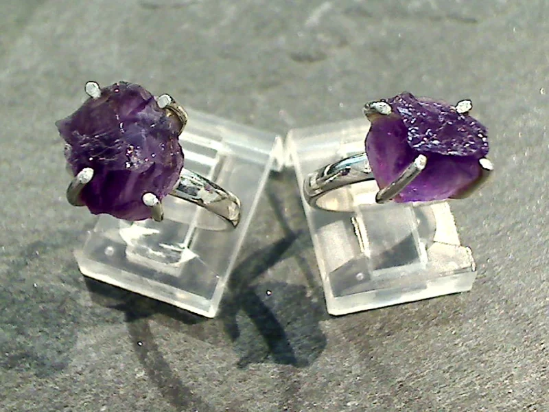 Size 6.25 Rough Cut Amethyst, Sterling Silver Ring