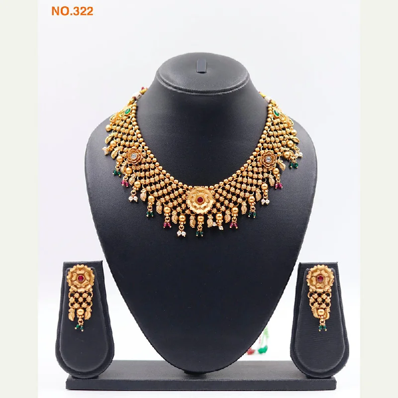 The Jangid Arts Gold Plated Pota Stone Necklace Set