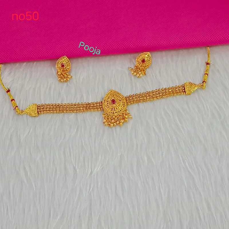 Pooja Bangles Gold Plated Pota Stone Choker Necklace Set